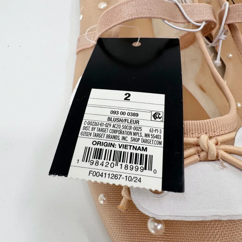 NEW art class Kids' Fleur Mesh Pearl Ballet Flats - Blush - Size 2